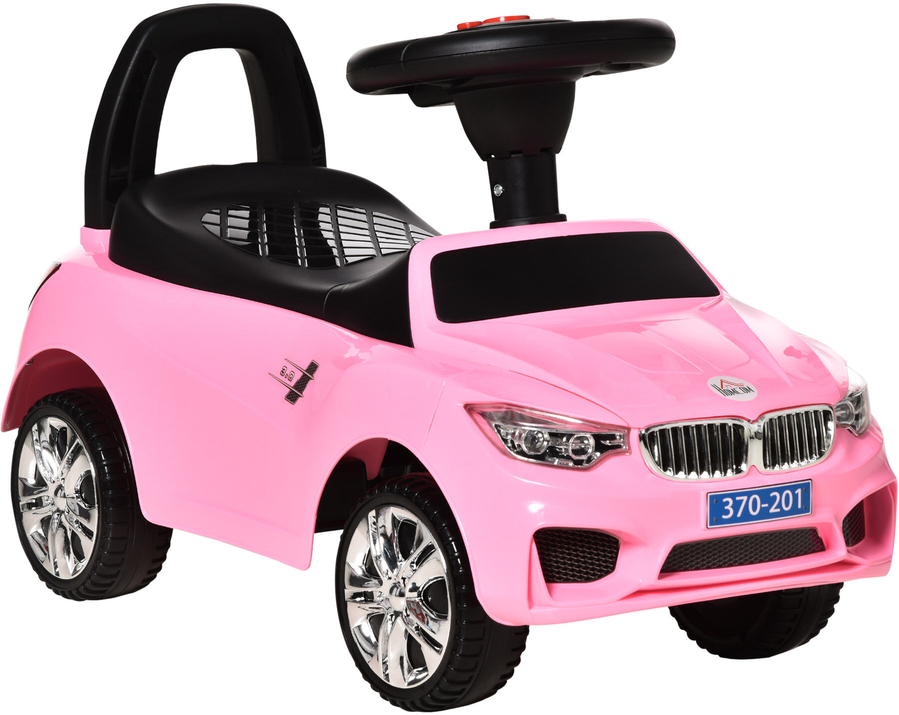 HOMCOM Baby Toddler Ride On Car, Foot to Floor Slider with Horn, Music, Working Lights, Storage, Big Steering Wheel, Pink Aosom UK