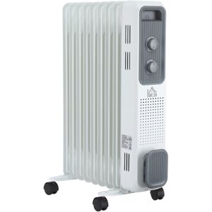 HOMCOM 2180W Oil Filled Radiator, Portable Electric Heater, w/ Built-in 24-Hour Timer, 3 Heat Settings, Adjustable Thermostat, Safe Power-Off