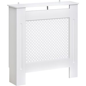 HOMCOM Modern Radiator Cover, Wooden Heating Cabinet, Grill Style Diamond Design, Painted White, Small