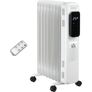 HOMCOM 2180W Oil Filled Radiator, 9 Fin, Portable Electric Heater with LED Display, 24H Timer, 3 Heat Settings, Adjustable Thermostat, Remote Control