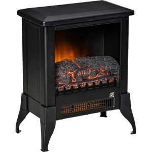 HOMCOM Electric Fireplace Stove, Free standing Fireplace Heater with Realistic Flame Effect, Adjustable Temperature and Overheat Protection, Black