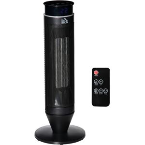 HOMCOM Ceramic Tower Indoor Space Heater Electric Floor Heater w/ 2 Heat and Fan 1000W/2000W, Oscillation, Remote Control, Timer for Bathroom Office