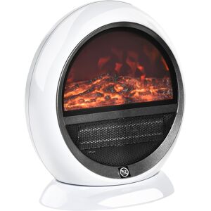 HOMCOM Free standing Electric Fireplace Heater with Realistic Flame Effect, Rotatable Head, Overheating Protection, 1500W, White