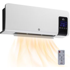 HOMCOM Wall Mounted Heater, 2000W Space Heater w/ Remote Control, 2 Modes, Timer, Oscillation, Overheat Protection, for Home, White Aosom UK