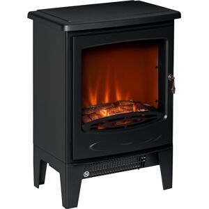 HOMCOM Electric Fireplace Stove, Free standing Fireplace Heater with Realistic Flame Effect, Overheat Safety Protection, 900W/1800W, Black