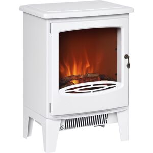 HOMCOM Electric Fireplace Stove, Free standing Fireplace Heater with Realistic Flame Effect, Overheat Safety Protection, 900W/1800W, White