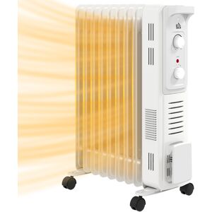 HOMCOM 2000W Oil Radiator, 9 Fin Energy Efficient Portable Electric Heater with 3 Heat Settings, Adjustable Thermostat, White Aosom UK HOMCOM 2000W Oil Radiator, 9 Fin Energy Efficient Portable Electric Heater with 3 Heat Settings, Adjustable Thermostat, White Aosom UK