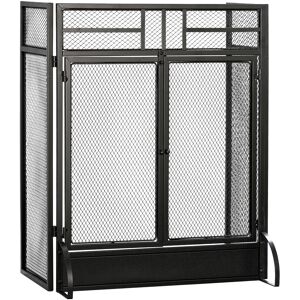 HOMCOM 3-Panel Folding Fireplace Screen with Door, Freestanding Spark Guard, Metal Mesh Fireguard, Black HOMCOM 3-Panel Folding Fireplace Screen with Door, Freestanding Spark Guard, Metal Mesh Fireguard, Black