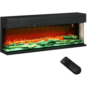 HOMCOM Wall Mounted Electric Fire, Recessed, Insert, Freestanding, Glass Electric Fire w/ LED Flame Effectl, 152cm, 1800W, Black Aosom UK HOMCOM Wall Mounted Electric Fire, Recessed, Insert, Freestanding, Glass Electric Fire w/ LED Flame Effectl, 152cm, 1800W, Black Aosom UK