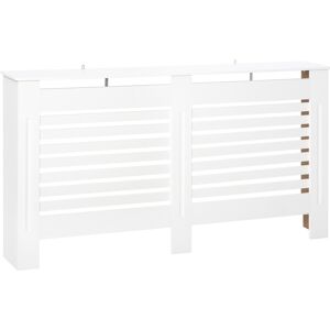 HOMCOM MDF White Painted Radiator Cover Slatted Cabinet Shelving Display Horizontal Style Modern Piece 172L x 19W x 81H cm HOMCOM MDF White Painted Radiator Cover Slatted Cabinet Shelving Display Horizontal Style Modern Piece 172L x 19W x 81H cm
