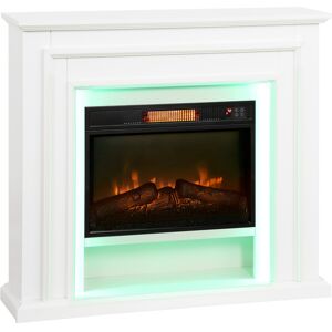 HOMCOM Electric Fireplace with RGB LED Lights, Realistic Flame Effect & 3 Brightness Levels, 1800W Inset Electric Fire and Mantel Reach up to 30 m² Space with Remote & Timer for Living Room, White HOMCOM Electric Fireplace with RGB LED Lights, Realistic Flame Effect & 3 Brightness Levels, 1800W Inset Electric Fire and Mantel Reach up to 30 m² Space with Remote & Timer for Living Room, White