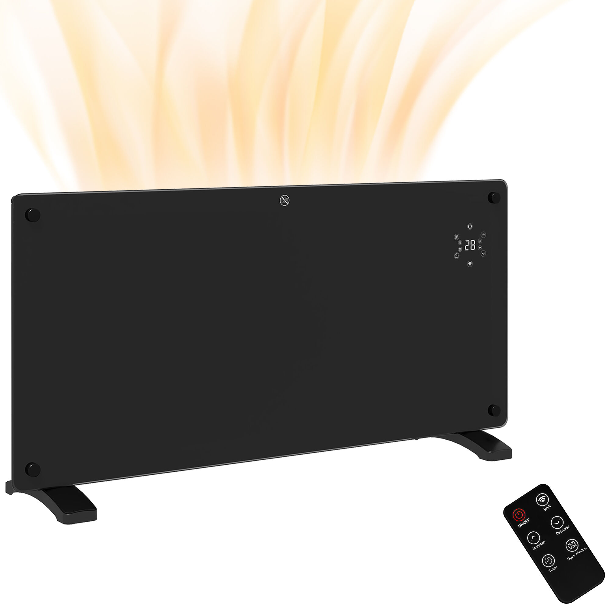 HOMCOM Convector Heaters, Electric Heater, 2000W Freestanding or Wall Mounted Convector Space Heater with LED Display, Black Aosom UK Aosom UK
