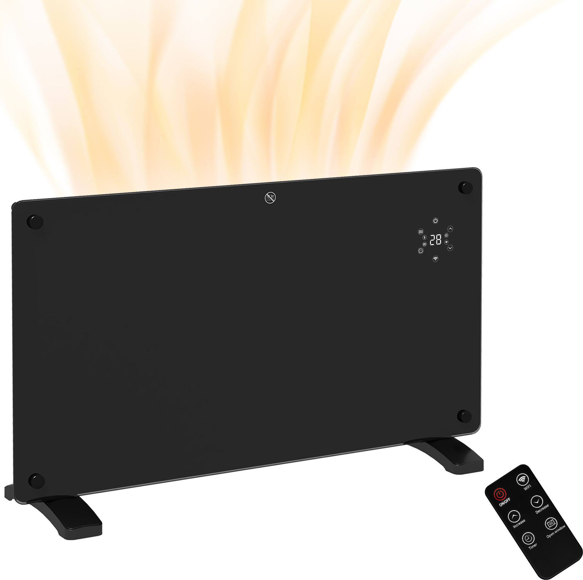 HOMCOM Convector Heaters, Electric Heater, 1500W Freestanding or Wall Mounted Convector Space Heater with LED Display, Black Aosom UK Aosom UK