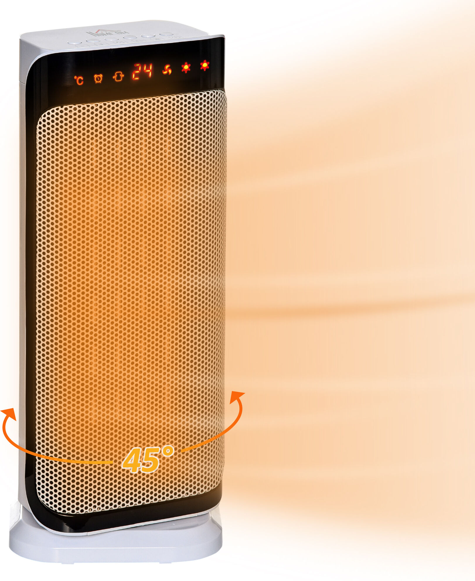 HOMCOM Tower Heater Oscillating Portable Tower Heater w/ Three Modes, Programmable Timer, Over Heating & Tip-over Switch Protection Aosom UK