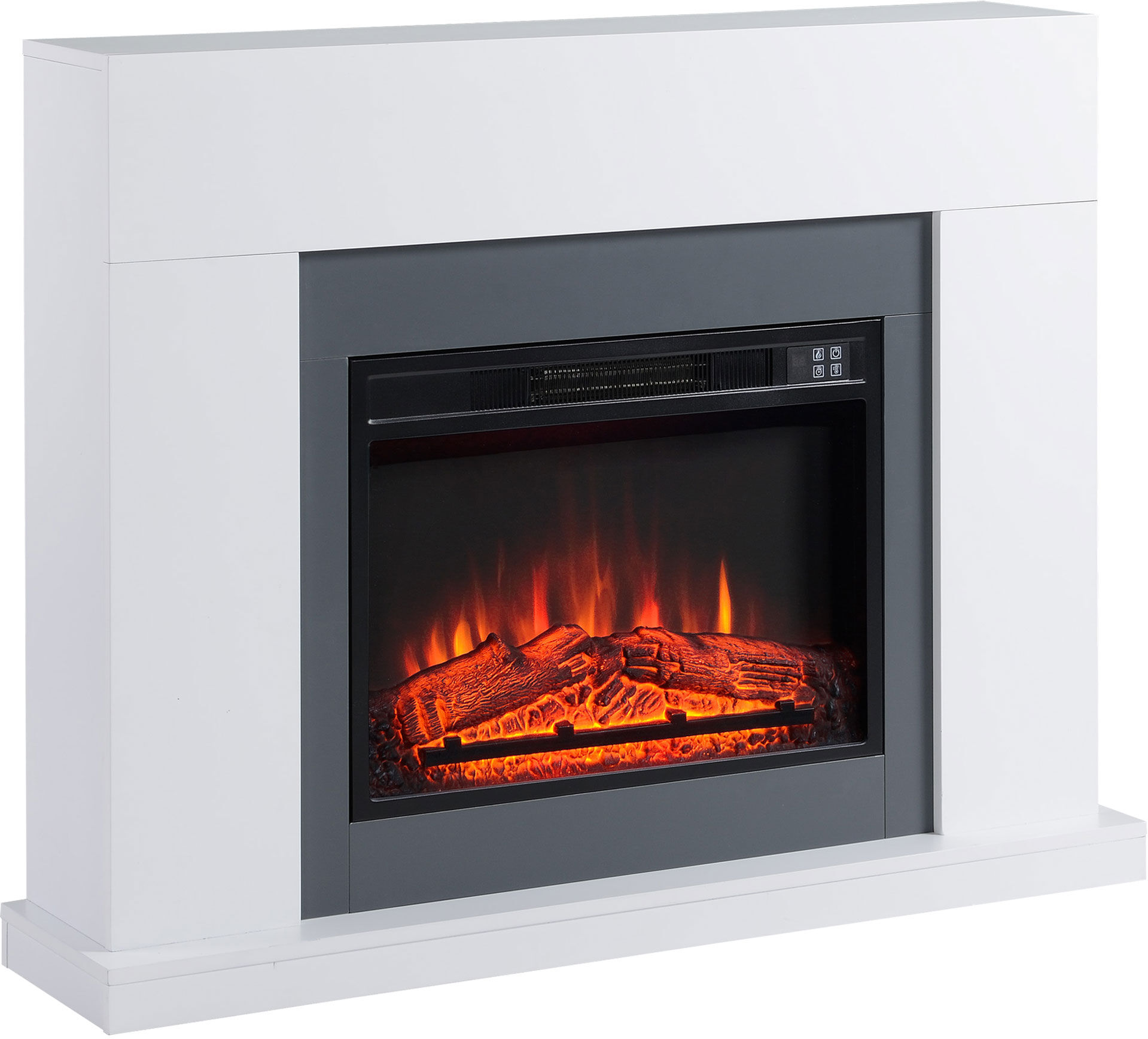 HOMCOM Electric Fireplace Suite with Remote Control, 2000W Freestanding Fireplace Heater with LED Flame Effect, Overheat Protection, White
