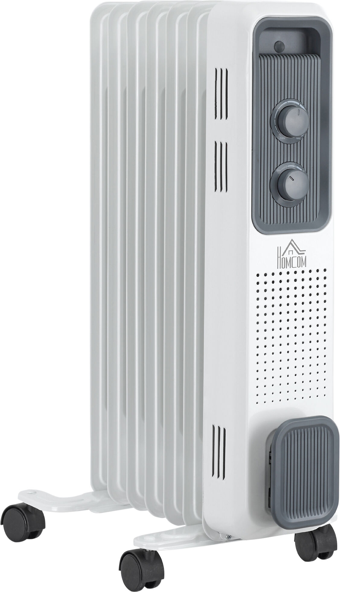 HOMCOM 1500W Oil Filled Radiator, Portable Electric Heater w/ Three Modes Adjustable Thermostat Safety switch, White