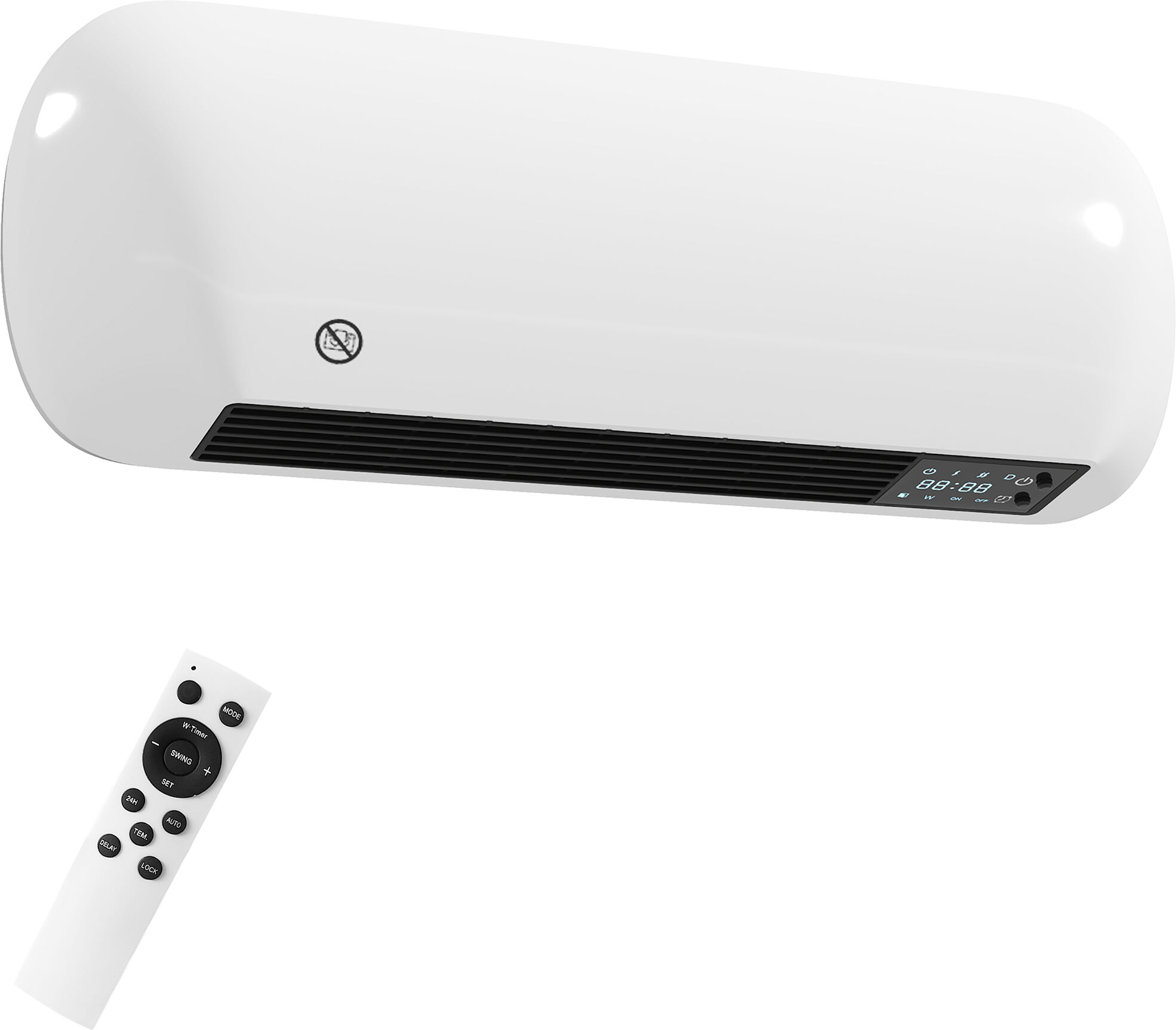 HOMCOM 2000W Ceramic Electric Heater with Fan, Adjustable Thermostat, Wall Mounted - White