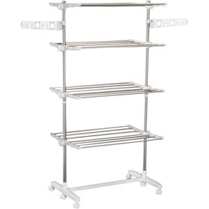 HOMCOM Folding Cloth Rail Adjustable Garment Rack With Wheels (4 Layer)