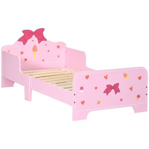 ZONEKIZ Princess-Themed Toddler Bed with Safety Side Rails and Slats, Cute Patterns, Kids Bedroom Furniture, Pink, 143 x 74 x 59 cm