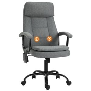 Vinsetto Office Chair with 2-Point Massage, Linen-Look Fabric, Ergonomic, Adjustable Height, 360° Swivel, 5 Castor Wheels, Rocking Function, Grey