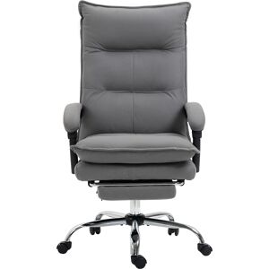 Vinsetto Microfibre Office Chair with Vibration Massage, Heat, Reclining Back, Footrest, Armrest, Double Padding, Grey