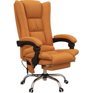 Vinsetto Vibration Massage Office Chair with Heat, PU Leather Computer Chair with Footrest, Armrest, Reclining Back, Light Brown