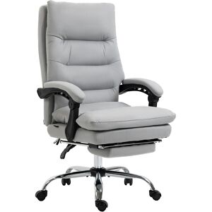 Vinsetto Vibration Massage Office Chair with Heat, Microfibre Computer Chair with Footrest, Armrest, Reclining Back, Double-tier Padding, Grey