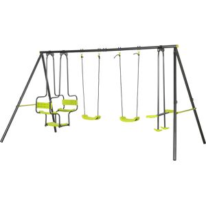 Outsunny Metal Garden Swing Set with Double Swings Glider Swing Seats Green