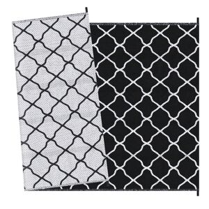 Outsunny Reversible Plastic Straw Outdoor Rug with Carry Bag & Ground Stakes, Ideal for Garden, RV, Picnic, Beach, Camping, 182x274cm, Black/White
