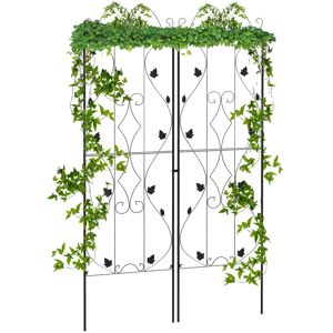 Outsunny Metal Trellis Set of 2, Garden Trellis for Climbing Plants Support Frames, Leaf Design