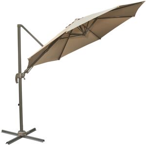 Outsunny Waterproof 3M Cantilever Parasol, Roma Umbrella with Tilt Crank and 360° Degree Rotating System, Hanging Sun Shade, Khaki Aosom UK