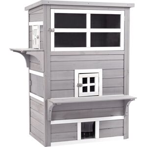 PawHut 3 Tier Wooden Kitten Shelter for Indoor, Outdoor