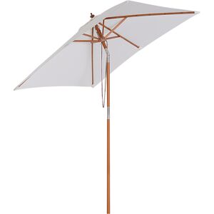 Outsunny Waterproof Garden Parasol, 2m x 1.5m, Fir Wooden Pole, 6 Ribs, Tilt Mechanism, Sunshade Canopy, Cream White Aosom UK