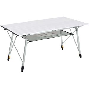 Outsunny Aluminium Portable Folding Picnic Table 4FT, Roll Up Top with Mesh Layer Rack, Ideal for Camping BBQ, Includes Carrying Bag Aosom UK
