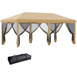 Outsunny 6 x 3(m) Pop Up Gazebo, Outdoor Canopy Shelter, Marquee Party Wedding Tent with 6 Mesh Walls and Carry Bag, Beige Aosom UK