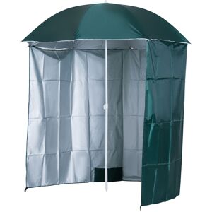 Outsunny 2.2M Fishing Umbrella Parasol W/ Side-Dark Green