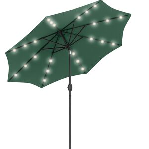 Outsunny Waterproof LED Patio Parasol: 2.7m Tilting Umbrella with Crank & 8 Ribs, Green Aosom UK