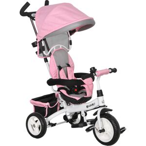 HOMCOM 4 in 1 Kids Trike Push Bike w/ Push Handle, Canopy, 5-point Safety Belt, Storage, Footrest, Brake, for 1-5 Years, Pink HOMCOM 4 in 1 Kids Trike Push Bike w/ Push Handle, Canopy, 5-point Safety Belt, Storage, Footrest, Brake, for 1-5 Years, Pink