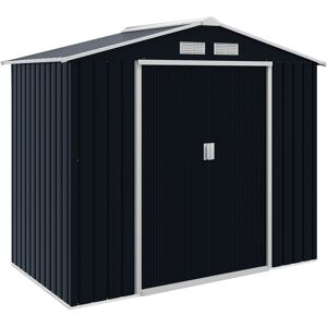 Outsunny Weatherproof Shed, Large Patio Roofed Tool Metal Storage Shed with Foundation, Garden tool shed, 7ft x 4ft, Dark Grey Aosom UK Outsunny Weatherproof Shed, Large Patio Roofed Tool Metal Storage Shed with Foundation, Garden tool shed, 7ft x 4ft, Dark Grey Aosom UK