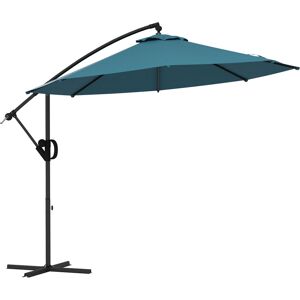 Outsunny Waterproof Cantilever Parasol 3(m) with Cross Base, Banana Umbrella with Crank Handle, Tilt & 8 Ribs, Blue Aosom UK Outsunny Waterproof Cantilever Parasol 3(m) with Cross Base, Banana Umbrella with Crank Handle, Tilt & 8 Ribs, Blue Aosom UK