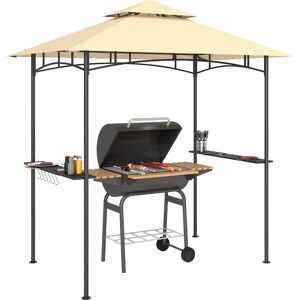 Outsunny 8' x 5' Grill Gazebo, Double Tiered BBQ Gazebo Shelter Canopy with LED Lights, 2 Side Shelves, Hooks, Beige Outsunny 8' x 5' Grill Gazebo, Double Tiered BBQ Gazebo Shelter Canopy with LED Lights, 2 Side Shelves, Hooks, Beige