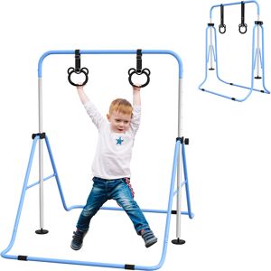 HOMCOM Adjustable Height, Foldable Kids Gymnastics Bar w/ Non-Slip Mats, for 3+ Years, Blue Aosom UK HOMCOM Adjustable Height, Foldable Kids Gymnastics Bar w/ Non-Slip Mats, for 3+ Years, Blue Aosom UK