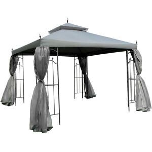 Outsunny 3(M)x3(M) Garden Gazebo Double Top Outdoor Canopy Patio Event Party Wedding Tent Backyard Sun Shade with Mesh Curtain - Grey Outsunny 3(M)x3(M) Garden Gazebo Double Top Outdoor Canopy Patio Event Party Wedding Tent Backyard Sun Shade with Mesh Curtain - Grey