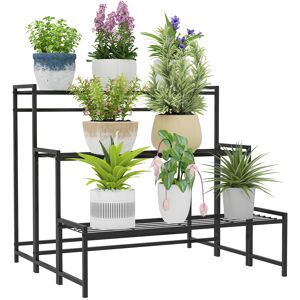 Outsunny 3-Tier Metal Plant Stand, Modern Ladder Shelf Flower Pot Holder for Indoor Outdoor, Display Shelf Rack for Garden Patio Balcony, Black Outsunny 3-Tier Metal Plant Stand, Modern Ladder Shelf Flower Pot Holder for Indoor Outdoor, Display Shelf Rack for Garden Patio Balcony, Black