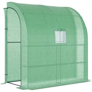 Outsunny Lean to Greenhouses with Windows and Doors 2 Tiers 4 Wired Shelves 200L x 100W x 215Hcm Green Aosom UK Outsunny Lean to Greenhouses with Windows and Doors 2 Tiers 4 Wired Shelves 200L x 100W x 215Hcm Green Aosom UK