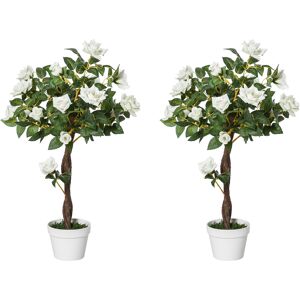 Outsunny Set of 2 Artificial Plants White Rose Floral in Pot, Fake Plants for Home Indoor Outdoor Decor, 90cm Aosom UK Outsunny Set of 2 Artificial Plants White Rose Floral in Pot, Fake Plants for Home Indoor Outdoor Decor, 90cm Aosom UK