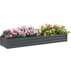 Outsunny Galvanised Raised Bed for Garden, Rectangular Outdoor Elevated Planter Box with Safety Edging and Open Bottom, 240 x 60cm, Grey Outsunny Galvanised Raised Bed for Garden, Rectangular Outdoor Elevated Planter Box with Safety Edging and Open Bottom, 240 x 60cm, Grey