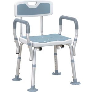 HOMCOM EVA Padded Bath Stool with Back and Arms, 4 Suction Foot Pads, Height Adjustable Shower Chair, Light Blue Aosom UK HOMCOM EVA Padded Bath Stool with Back and Arms, 4 Suction Foot Pads, Height Adjustable Shower Chair, Light Blue Aosom UK