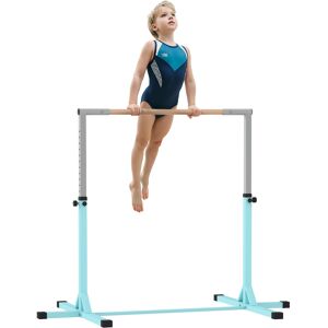 HOMCOM Height Adjustable Gymnastics Horizontal Bar for Kids, Children Junior Kip High Bar Fitness, Light Blue HOMCOM Height Adjustable Gymnastics Horizontal Bar for Kids, Children Junior Kip High Bar Fitness, Light Blue