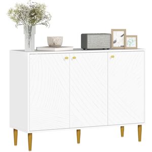 HOMCOM Elegant Two-Cupboard Sideboard - White/Gold-Tone HOMCOM Elegant Two-Cupboard Sideboard - White/Gold-Tone